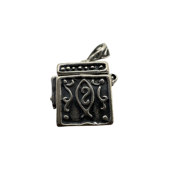 Vintage Prayer Box Locket Pendant Charm 925 Sterling Silver Religious Faith Hope - Picture 7 of 8